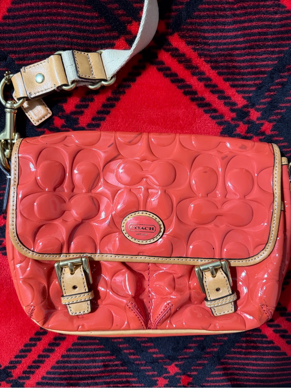 Coach Coral Patent Signature Crossbody Bag - Picture 6 of 10